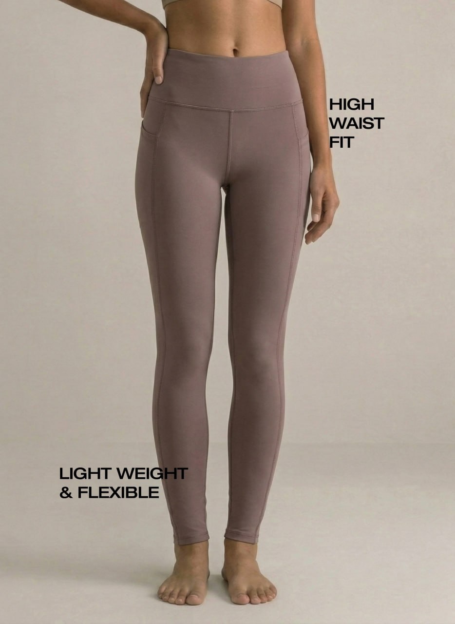 Blosoom High-Waist Activewear Leggings with 4-Way Stretch Fabric, Side Utility Pocket, Moisture-Wicking Comfort, Flatlock Seams & Slim Tapered Fit for Yoga, Gym and Everyday Wear_BL AL B 32