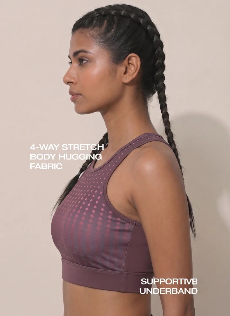 Blosoom High Coverage Racerback Sports Bra with Laser Print Front Panel, Sweat-Wicking Fabric, Wide Support Band & Bounce-Control Comfort for Active and Daily Wear_BL AL S 22