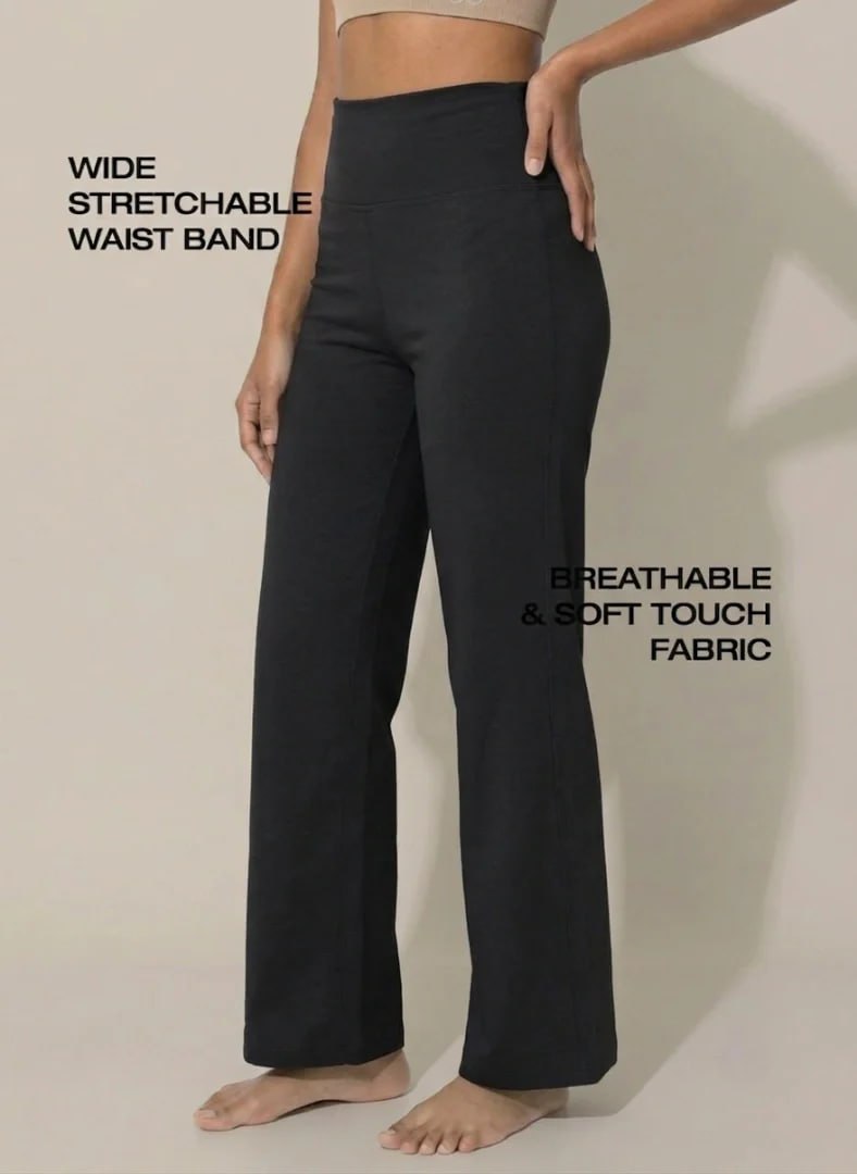 Blossom High-Waist Wide Leg Athleisure Pants with 4-Way Stretch Fabric, Relaxed Fit, Broad Waistband, Breathable Comfort & Elegant Fluid Drape for Everyday Wear_BL AL B 33