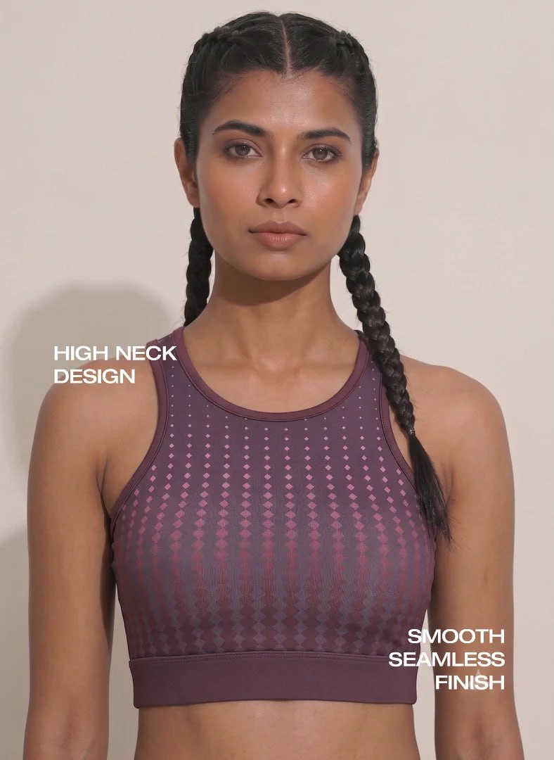 Blosoom High Coverage Racerback Sports Bra with Laser Print Front Panel, Sweat-Wicking Fabric, Wide Support Band & Bounce-Control Comfort for Active and Daily Wear_BL AL S 22
