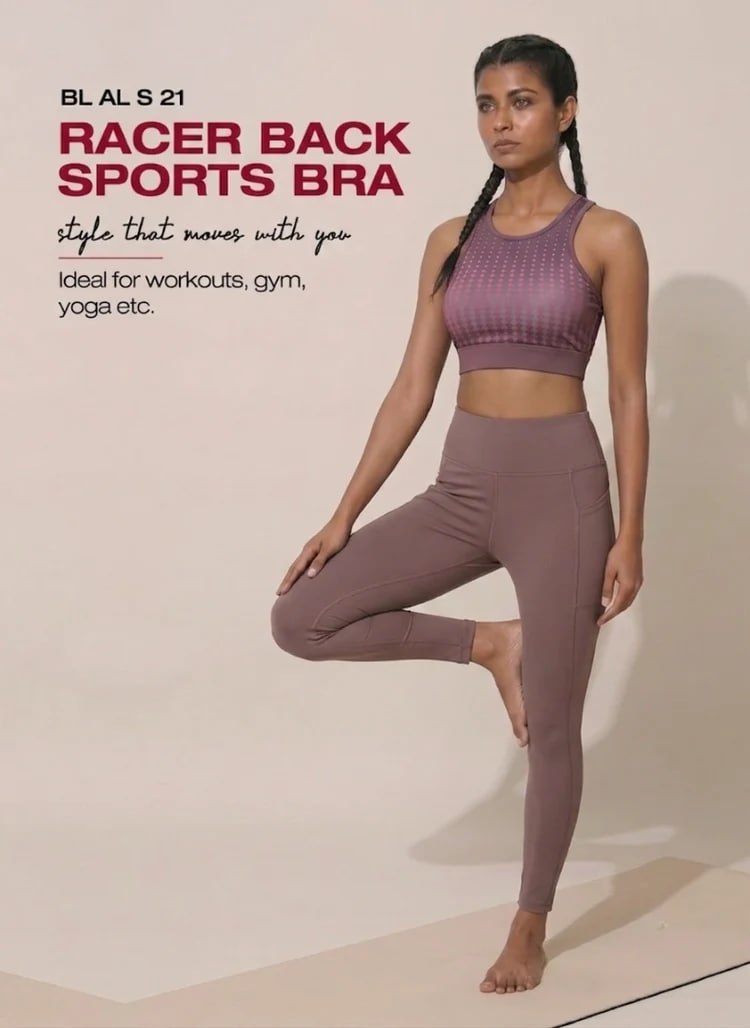 Blosoom High Coverage Racerback Sports Bra with Laser Print Front Panel, Sweat-Wicking Fabric, Wide Support Band & Bounce-Control Comfort for Active and Daily Wear_BL AL S 22