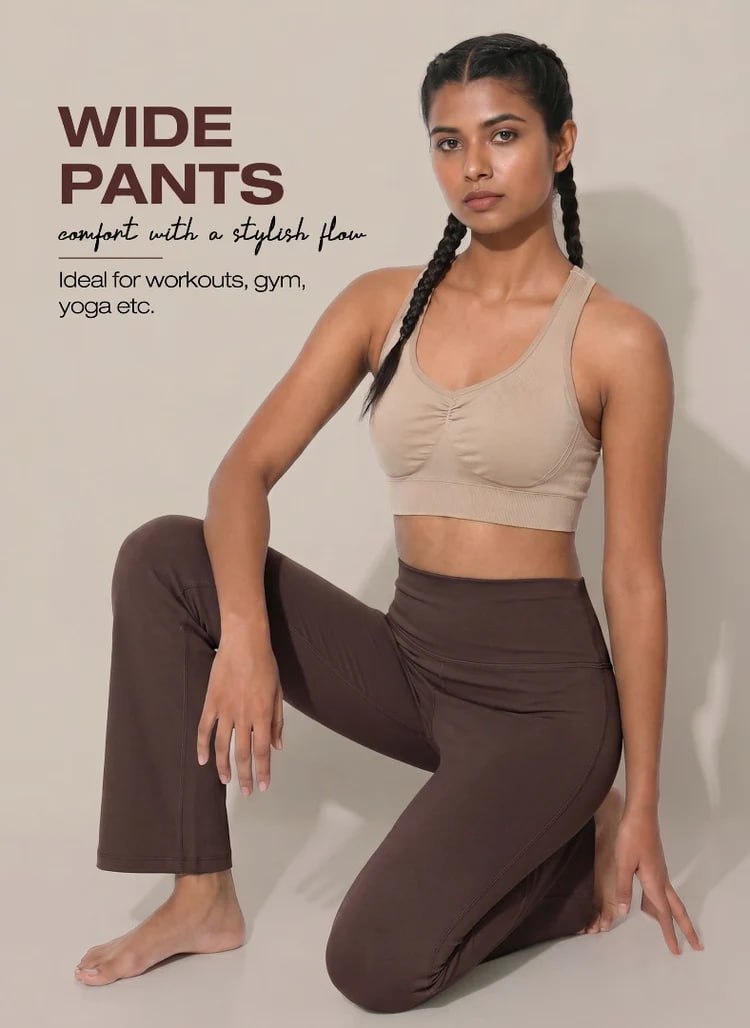 Blossom High-Waist Wide Leg Athleisure Pants with 4-Way Stretch Fabric, Relaxed Fit, Broad Waistband, Breathable Comfort & Elegant Fluid Drape for Everyday Wear_BL AL B 33
