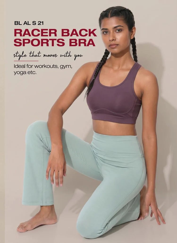 Blosoom Ventilated Racerback Sports Bra with Molded Cups, Moisture-Wicking Fabric, Wide Support Band & Full-Mobility Comfort for Active and Everyday Wear_BL AL S 21