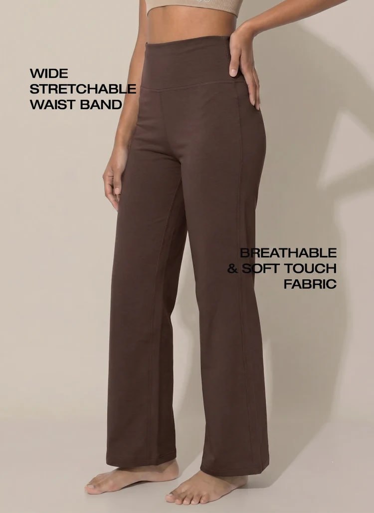 Blossom High-Waist Wide Leg Athleisure Pants with 4-Way Stretch Fabric, Relaxed Fit, Broad Waistband, Breathable Comfort & Elegant Fluid Drape for Everyday Wear_BL AL B 33