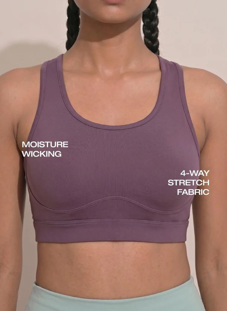 Blosoom Ventilated Racerback Sports Bra with Molded Cups, Moisture-Wicking Fabric, Wide Support Band & Full-Mobility Comfort for Active and Everyday Wear_BL AL S 21