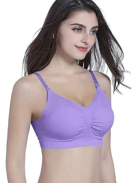Women Organic Antimicrobial Soft Feeding Full Bust Seamless Nursing, Breastfeeding Maternity Bra with Remove Pads Pack of 3