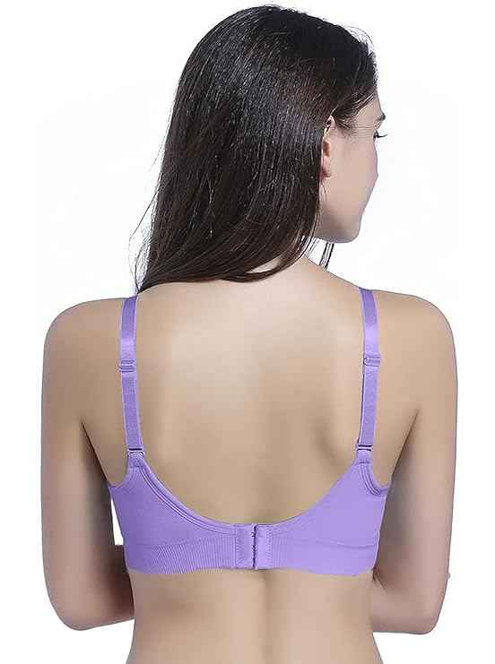 Women Organic Antimicrobial Soft Feeding Full Bust Seamless Nursing, Breastfeeding Maternity Bra with Remove Pads Pack of 3