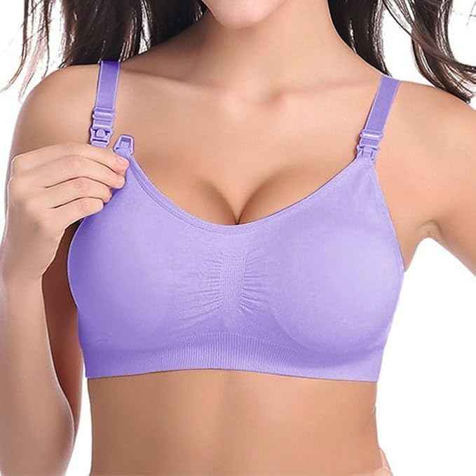 Women Organic Antimicrobial Soft Feeding Full Bust Seamless Nursing, Breastfeeding Maternity Bra with Remove Pads Pack of 3
