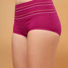 Women Striped Hipster Briefs High Waist Full Coverage Panty