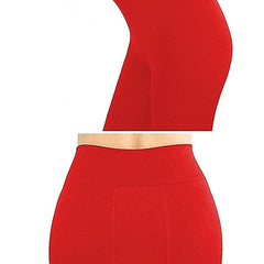 Women Red Fleece Footed  Legging Slim Fit Warm Thick Fur Lined Winter Thermal Soft Leggings for Girls - Brachy