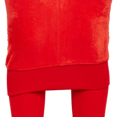Women Red Fleece Footed  Legging Slim Fit Warm Thick Fur Lined Winter Thermal Soft Leggings for Girls - Brachy