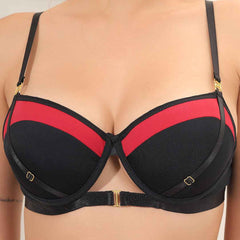 Brachy Women Colorblocked Padded Wired Push Up Bra with Sexy Seamless Panty Lingerie Set