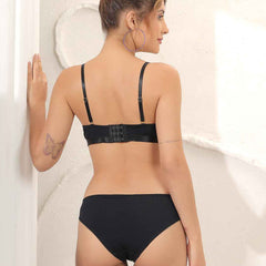 Brachy Women Colorblocked Padded Wired Push Up Bra with Sexy Seamless Panty Lingerie Set