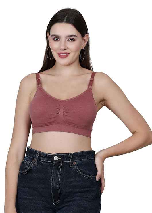 Women Organic Antimicrobial Soft Feeding Full Bust Seamless Nursing, Breastfeeding Maternity Bra with Remove Pads Pack of 3