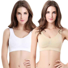 Pack Of 2 Womens Fashion Sports Bra | Seamless, Padded, Non-Wired Gym & Yoga Bra | High Support, Comfortable Everyday Bralette