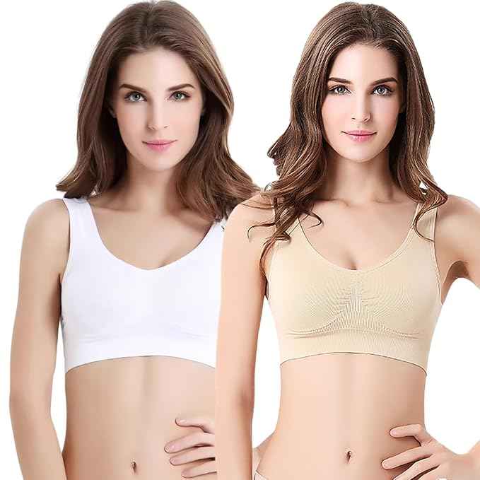Pack Of 2 Womens Fashion Sports Bra | Seamless, Padded, Non-Wired Gym & Yoga Bra | High Support, Comfortable Everyday Bralette
