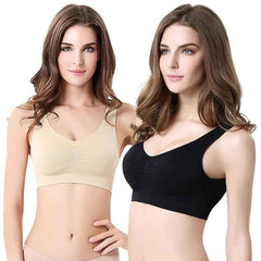 Pack Of 2 Womens Fashion Sports Bra | Seamless, Padded, Non-Wired Gym & Yoga Bra | High Support, Comfortable Everyday Bralette