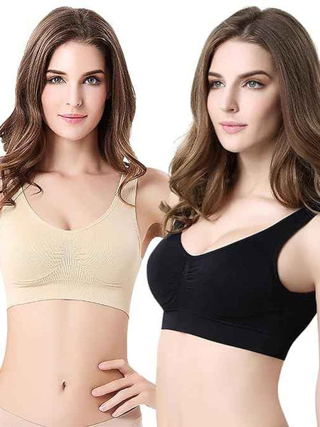 Pack Of 2 Womens Fashion Sports Bra | Seamless, Padded, Non-Wired Gym & Yoga Bra | High Support, Comfortable Everyday Bralette