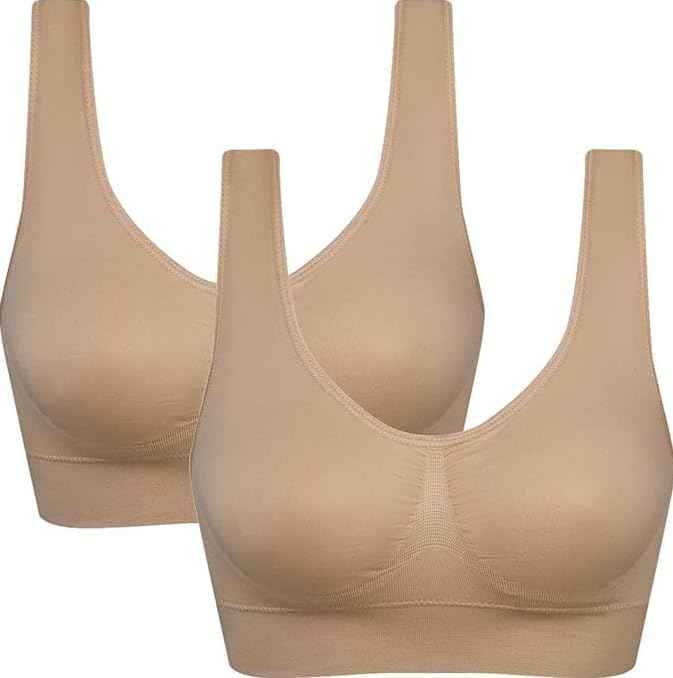 Pack Of 2 Womens Fashion Sports Bra | Seamless, Padded, Non-Wired Gym & Yoga Bra | High Support, Comfortable Everyday Bralette
