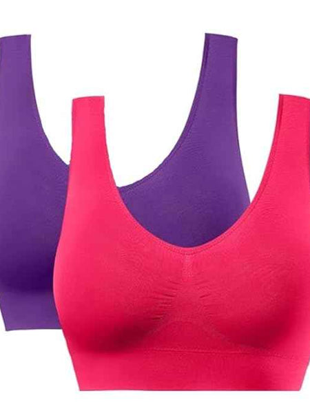 Pack Of 2 Womens Fashion Sports Bra | Seamless, Padded, Non-Wired Gym & Yoga Bra | High Support, Comfortable Everyday Bralette
