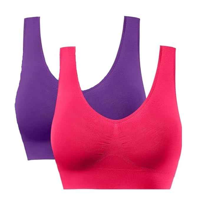 Pack Of 2 Womens Fashion Sports Bra | Seamless, Padded, Non-Wired Gym & Yoga Bra | High Support, Comfortable Everyday Bralette