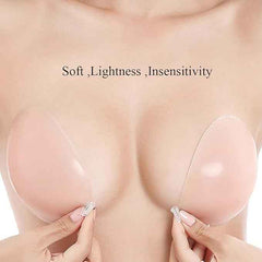 Brachy Women Self-Adhesive Plunge Strapless Push-Up Silicone Backless Bra With Silicone Nipple Cover Set