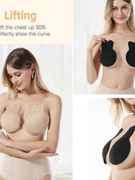 Brachy Women Pack Of 2 Sticky Adhesive Silicone Invisible Push Up Backless Strapless Nipple Cover Bra