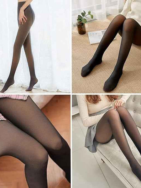 Women's Soft Touch Woolen Skinny Thicken Fake Translucent Tights Fleece Stockings