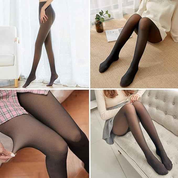 Women's Soft Touch Woolen Skinny Thicken Fake Translucent Tights Fleece Stockings