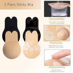 Brachy Women Pack Of 2 Sticky Adhesive Silicone Invisible Push Up Backless Strapless Nipple Cover Bra