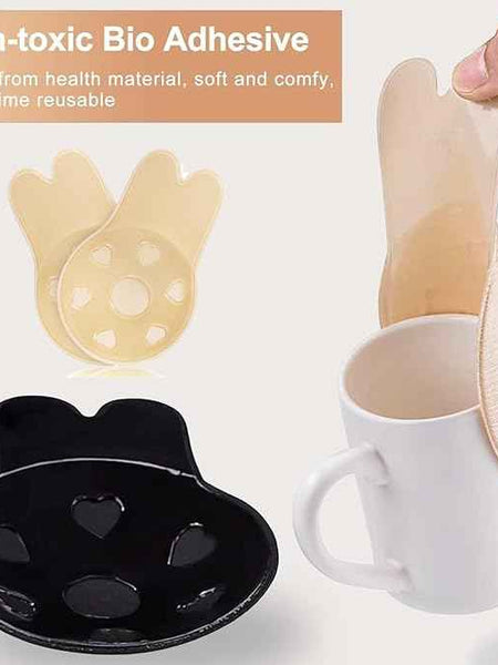 Brachy Beige Sticky Adhesive Silicone Invisible Push Up Backless Strapless Nipple Cover Bra