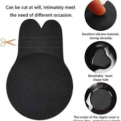 Brachy Black Sticky Adhesive Silicone Invisible Push Up Backless Strapless Nipple Cover Bra