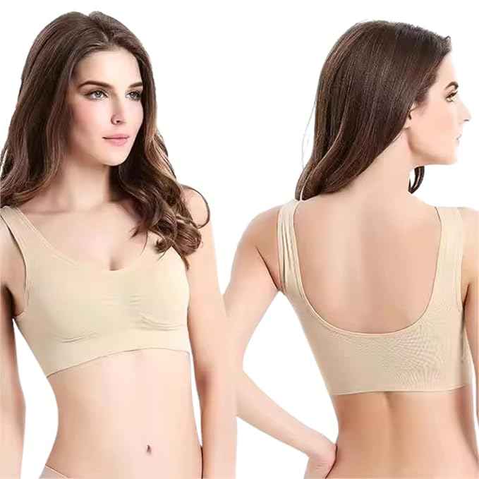 Pack Of 2 Womens Fashion Sports Bra | Seamless, Padded, Non-Wired Gym & Yoga Bra | High Support, Comfortable Everyday Bralette