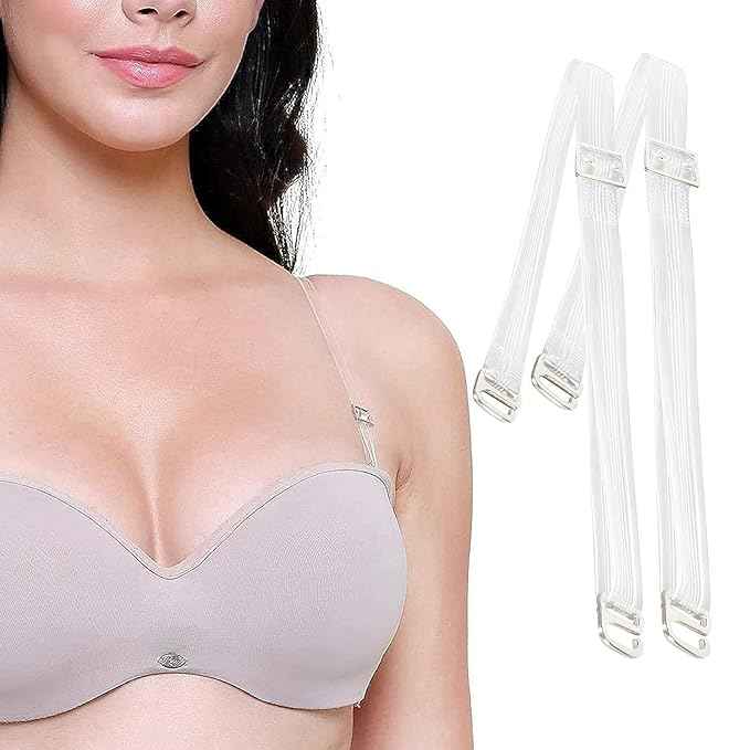 Women's Pack Of 4 Sets Detachable Light Weight Adjustable Replacement Clear Bra Straps