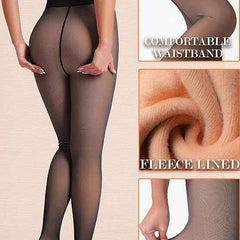 Women's Soft Touch Woolen Skinny Thicken Fake Translucent Tights Fleece Stockings