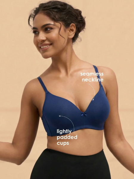 Buy_Blossom_Flawless_Pad_Padded_Non_Wired_Seamless_Polyamide_Bra_Navy Blue_1