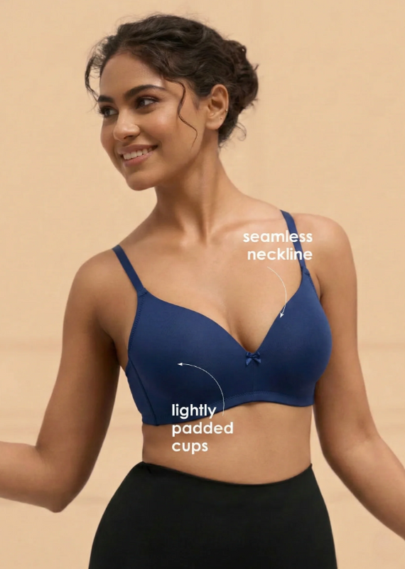 Buy_Blossom_Flawless_Pad_Padded_Non_Wired_Seamless_Polyamide_Bra_Navy Blue_1