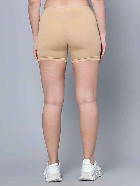 Pack Of 2 Women Mid Rise Under Dress Cycling Sports Shorts