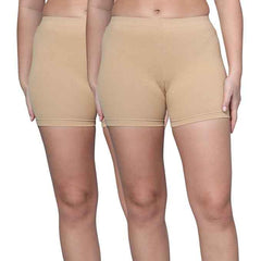 Pack Of 2 Women Mid Rise Under Dress Cycling Sports Shorts