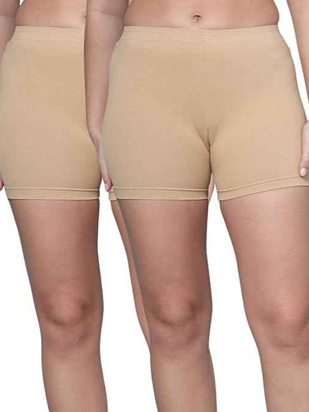 Pack Of 2 Women Mid Rise Under Dress Cycling Sports Shorts