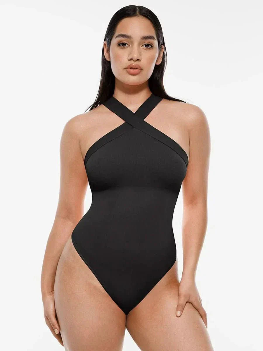Seamless Crossover Halter Neck Bodysuit