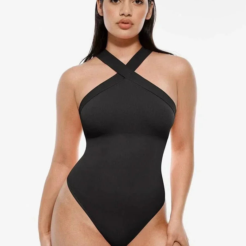 Seamless Crossover Halter Neck Bodysuit