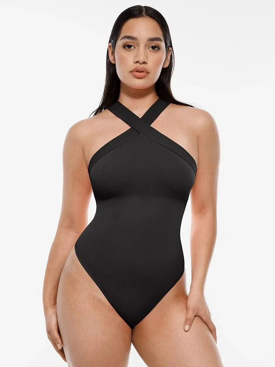 Seamless Crossover Halter Neck Bodysuit
