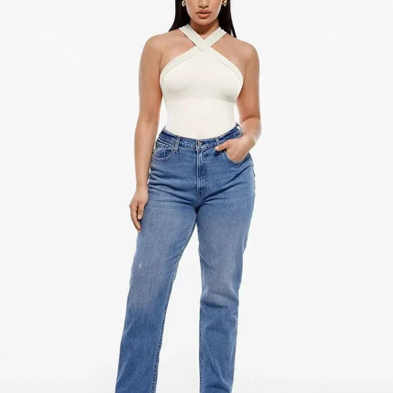 Seamless Crossover Halter Neck Bodysuit