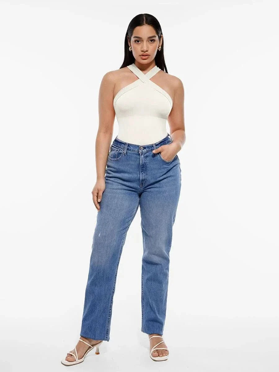 Seamless Crossover Halter Neck Bodysuit