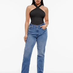 Seamless Crossover Halter Neck Bodysuit