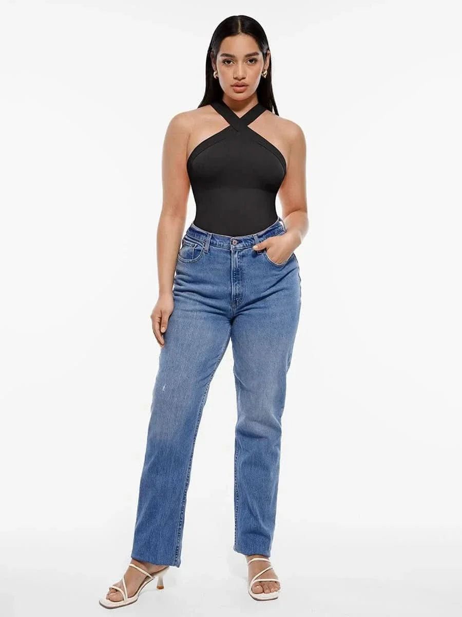Seamless Crossover Halter Neck Bodysuit