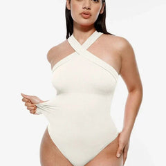 Seamless Crossover Halter Neck Bodysuit