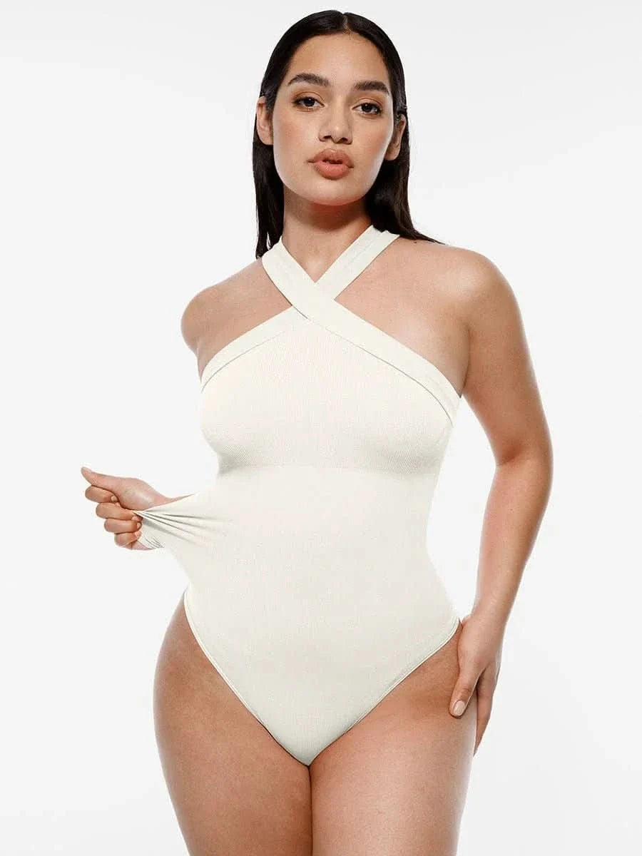 Seamless Crossover Halter Neck Bodysuit