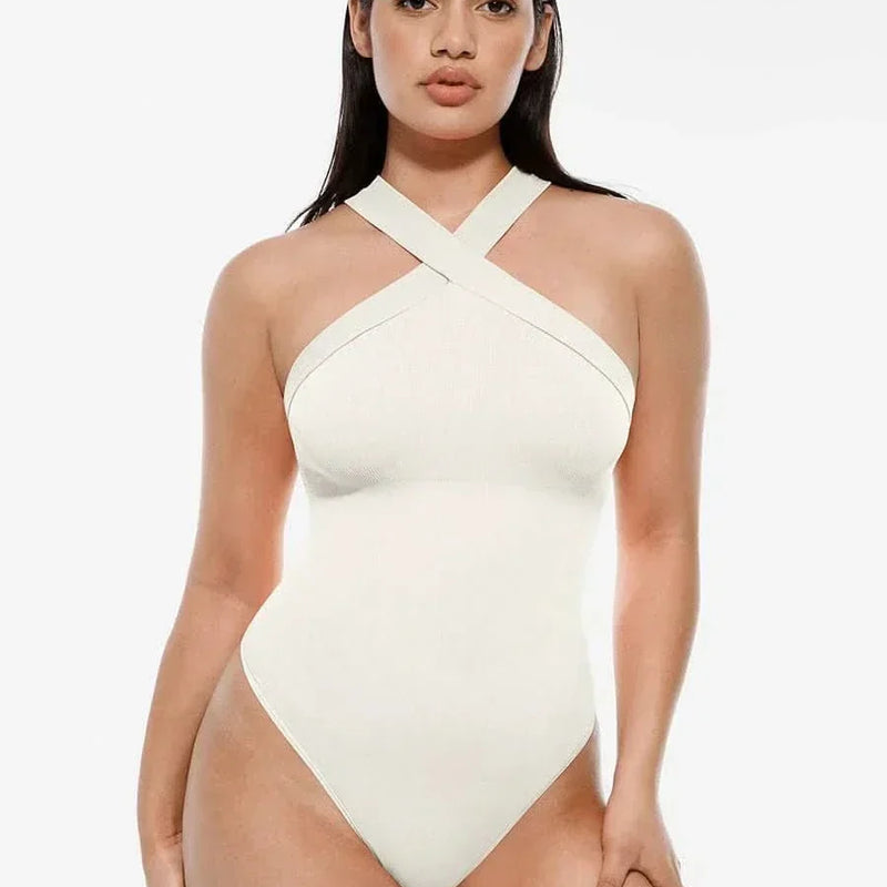Seamless Crossover Halter Neck Bodysuit